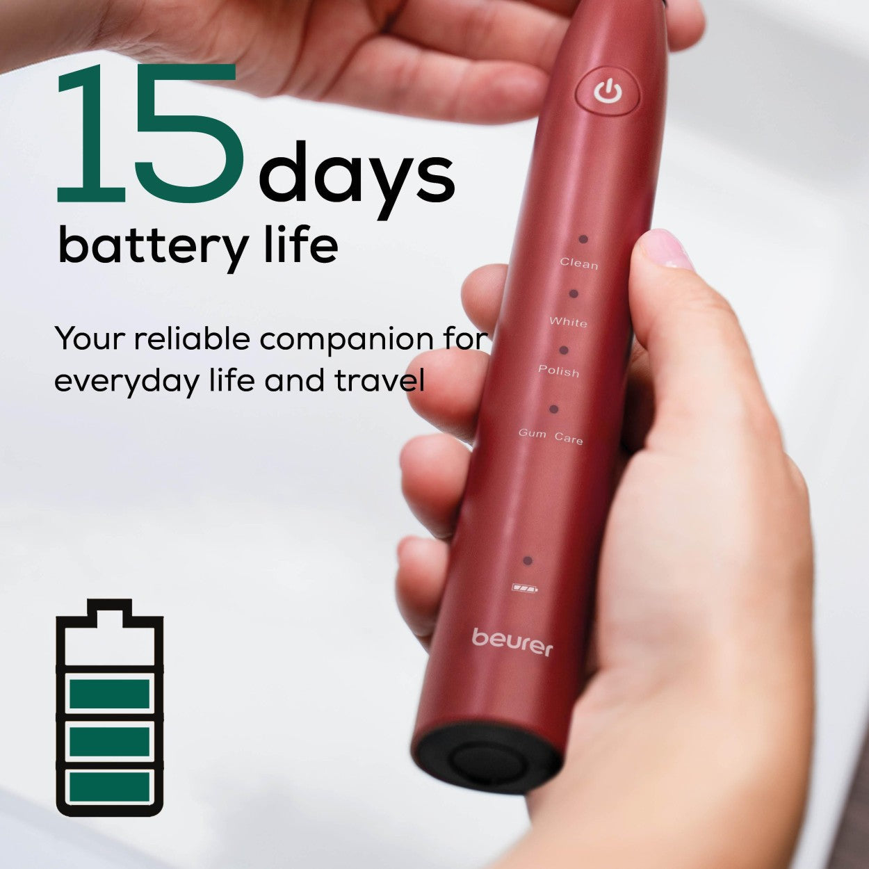 Beurer SC 30 LE25 Rechargeable Electric Sonic Toothbrush | Advanced Sonic Cleaning | Eco-Friendly | Ltd Edition Ripe Cherry Red