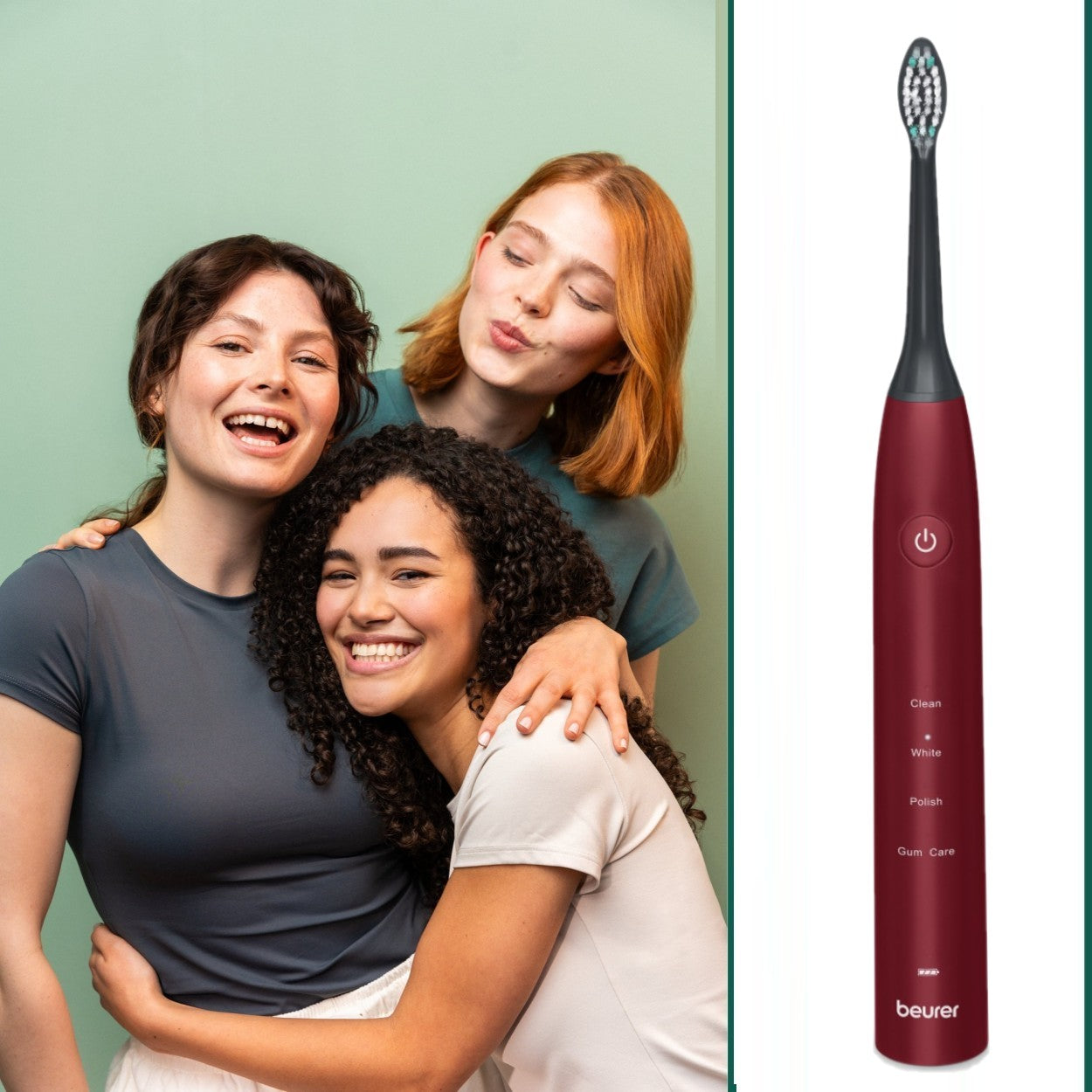 Beurer SC 30 LE25 Rechargeable Electric Sonic Toothbrush | Advanced Sonic Cleaning | Eco-Friendly | Ltd Edition Ripe Cherry Red