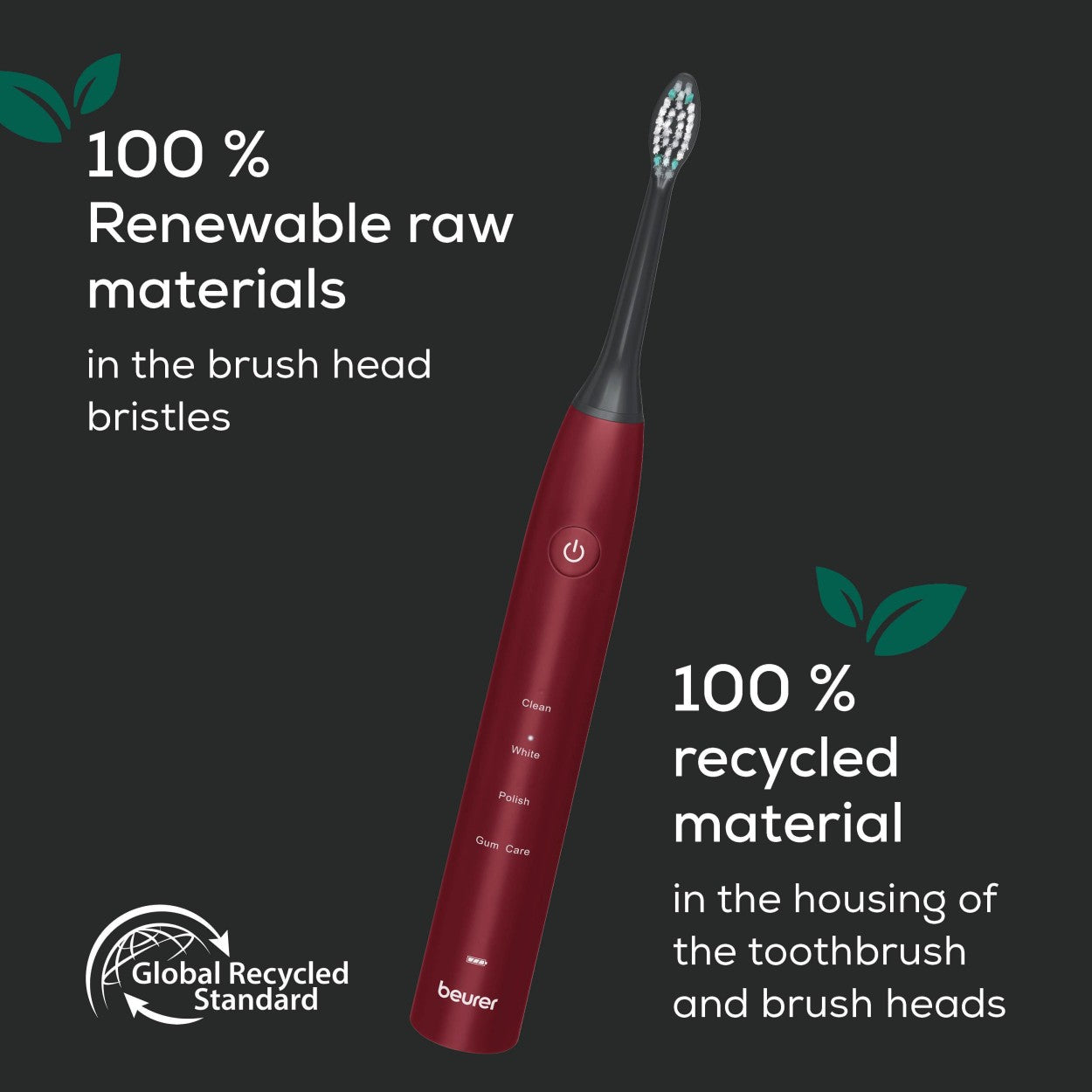 Beurer SC 30 LE25 Rechargeable Electric Sonic Toothbrush | Advanced Sonic Cleaning | Eco-Friendly | Ltd Edition Ripe Cherry Red