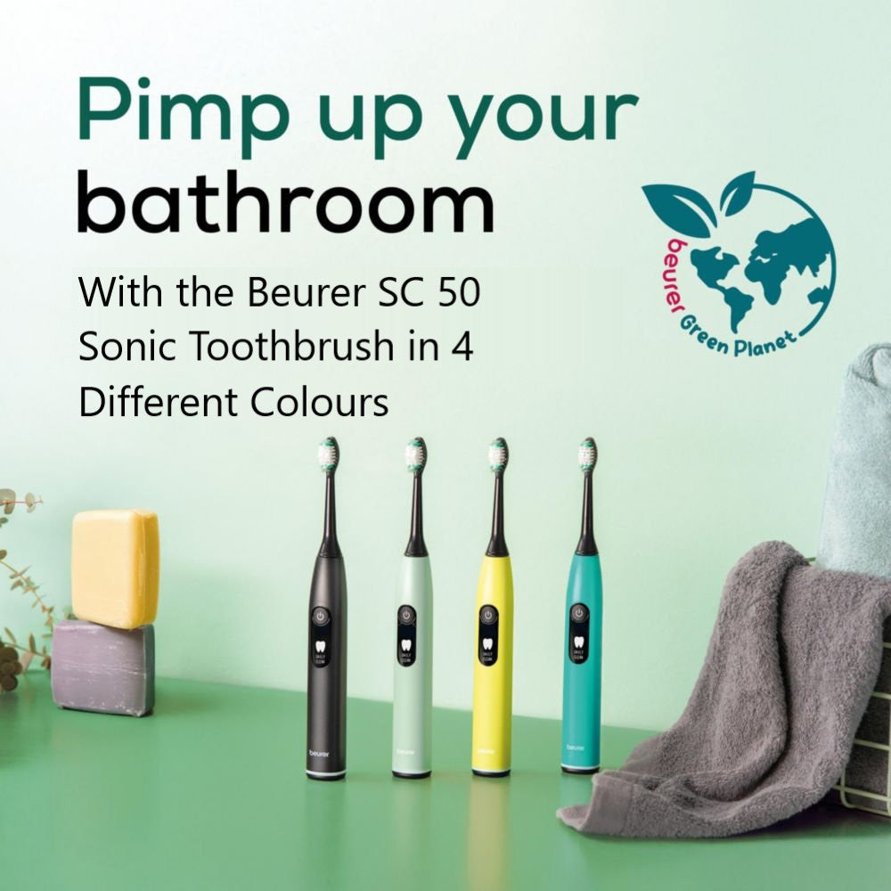 Beurer SC 50 Electric Toothbrush | Advanced Sonic Technology for Healthy Teeth & Gums | Eco-Friendly | Midnight Ink Black