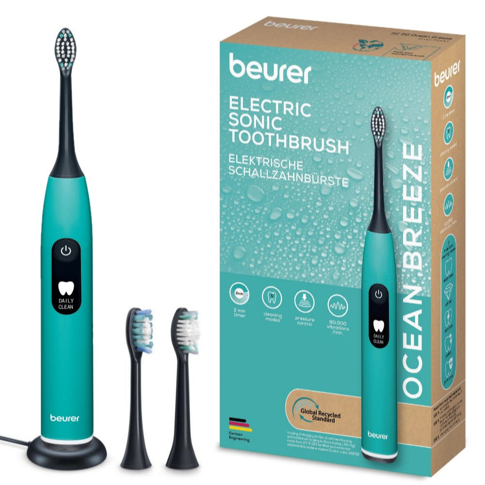Beurer SC 50 Electric Toothbrush | Advanced Sonic Technology for Healthy Teeth & Gums | Eco-Friendly | Ocean Breeze Blue