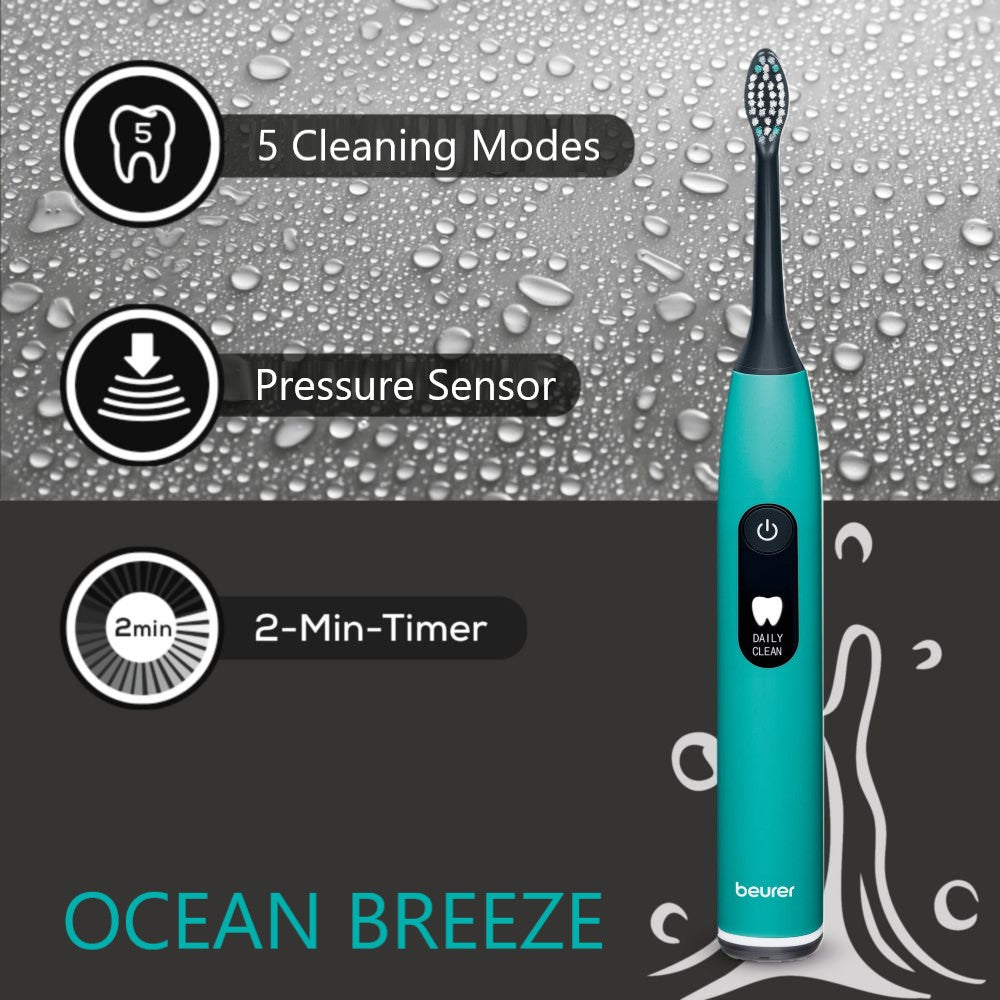 Beurer SC 50 Electric Toothbrush | Advanced Sonic Technology for Healthy Teeth & Gums | Eco-Friendly | Ocean Breeze Blue