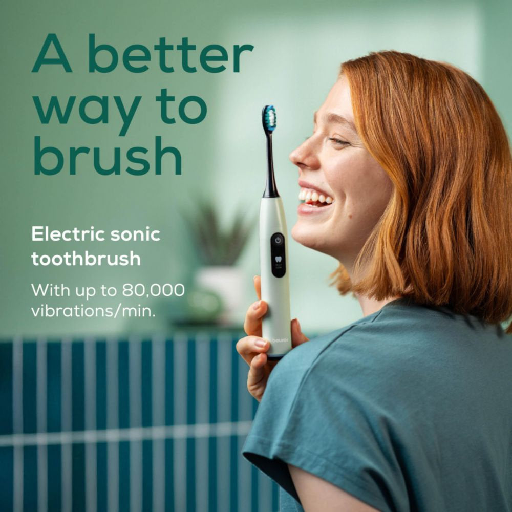 Beurer SC 50 Electric Toothbrush | Advanced Sonic Technology for Healthy Teeth & Gums | Eco-Friendly | Peppermint Green
