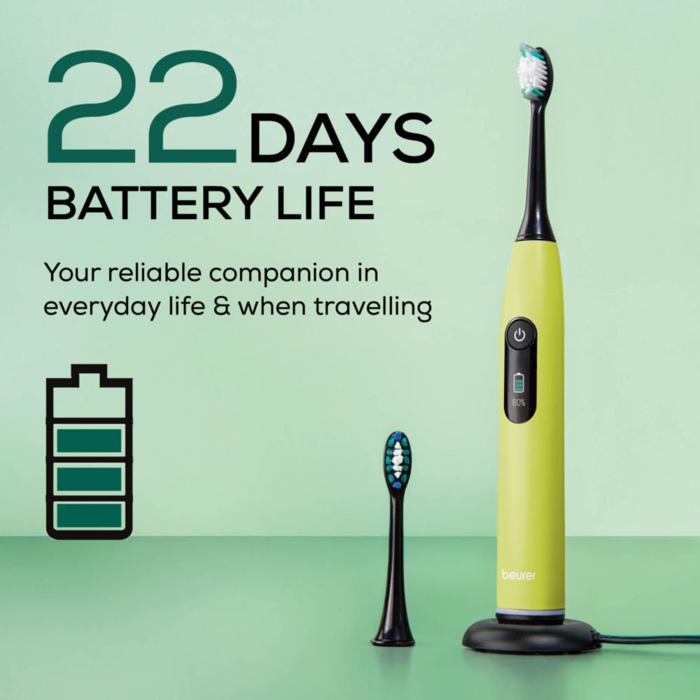 Beurer SC 50 Electric Toothbrush | Advanced Sonic Technology for Healthy Teeth & Gums | Eco-Friendly | Splashy Lemon Yellow