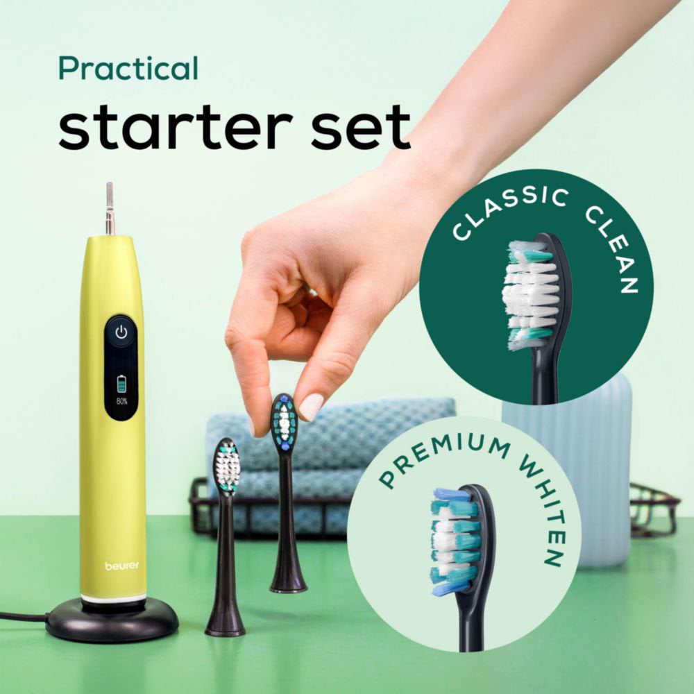 Beurer SC 50 Electric Toothbrush | Advanced Sonic Technology for Healthy Teeth & Gums | Eco-Friendly | Splashy Lemon Yellow