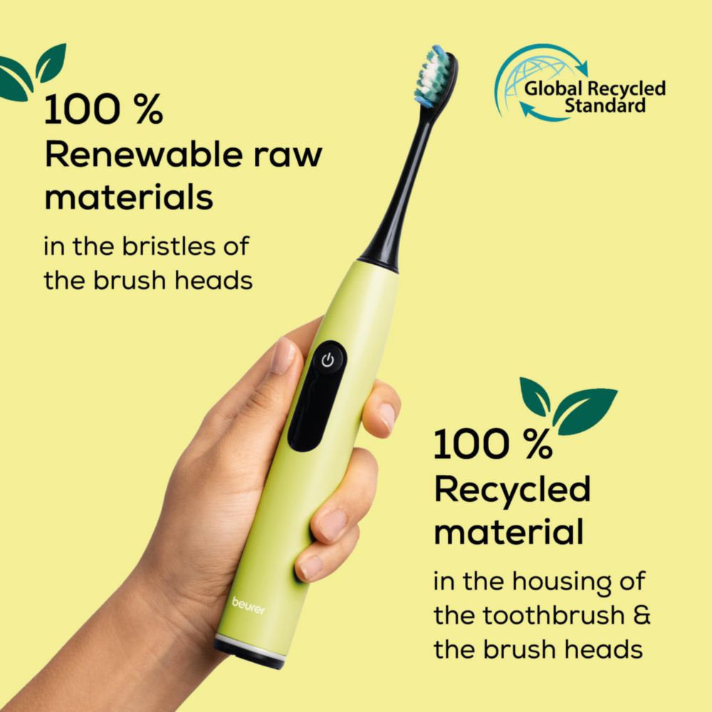 Beurer SC 50 Electric Toothbrush | Advanced Sonic Technology for Healthy Teeth & Gums | Eco-Friendly | Splashy Lemon Yellow