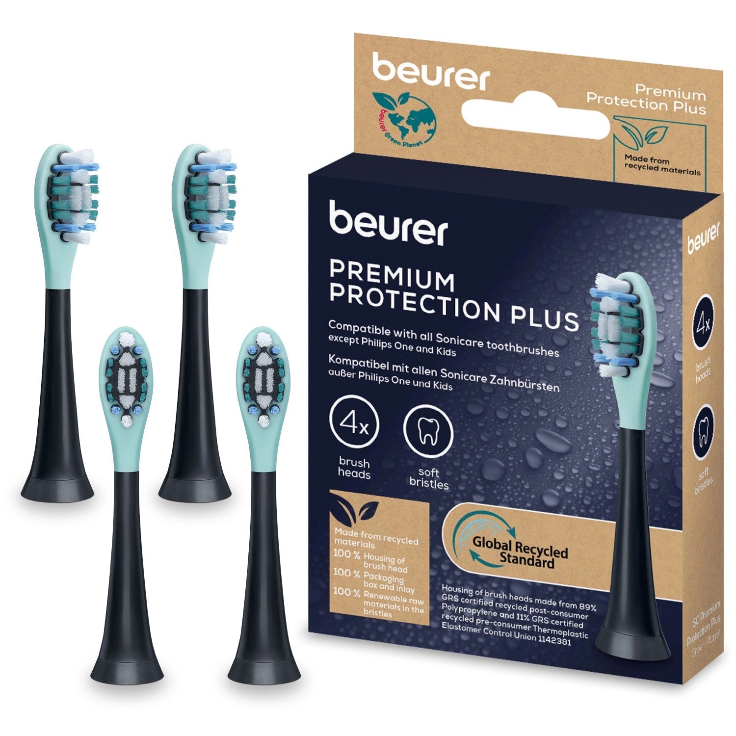 Beurer Protection Plus Brush Heads: Gentle on Teeth & Gums. For Beurer SC Sonic & Most Philips Sonicare Toothbrushes