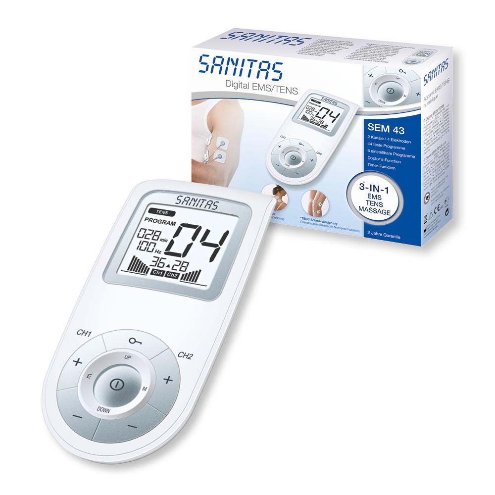Sanitas Digital EMS & TENS Unit | Pain Relief & Muscle Stimulation | Includes Electrodes | SEM 43