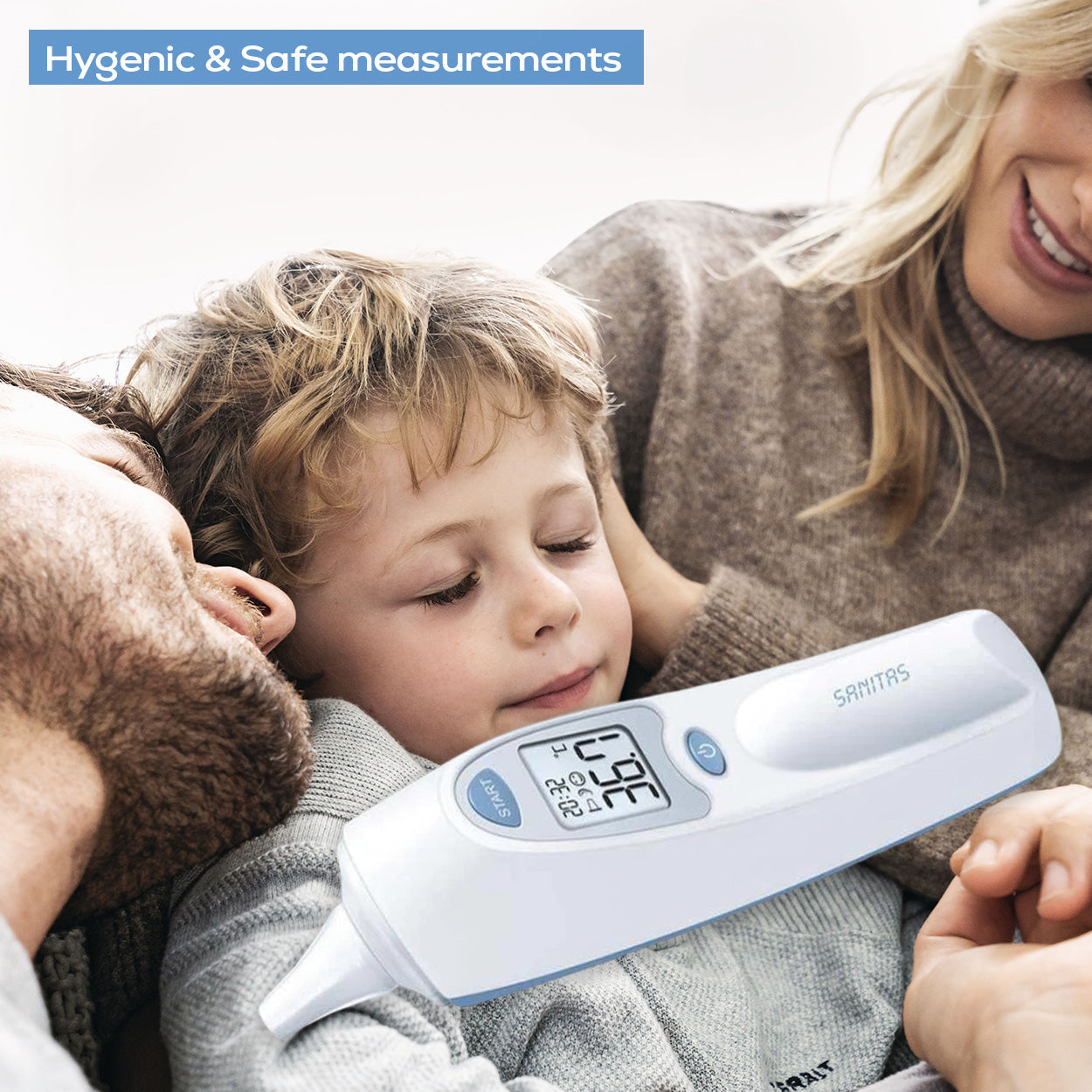 Sanitas SFT 53 Thermometer: Quick Digital In-Ear Infrared Thermometer with Protective Caps