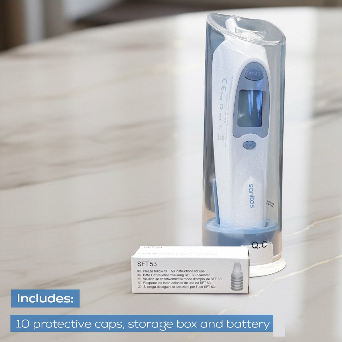 Sanitas Digital In-Ear Thermometer | Fast Accurate Readings | Protective Caps Included | SFT 53