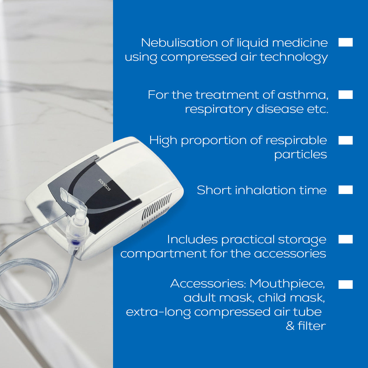 Sanitas Nebuliser | Respiratory Treatment for Kids & Adults | Compressed Air Technology | SIH 21/1