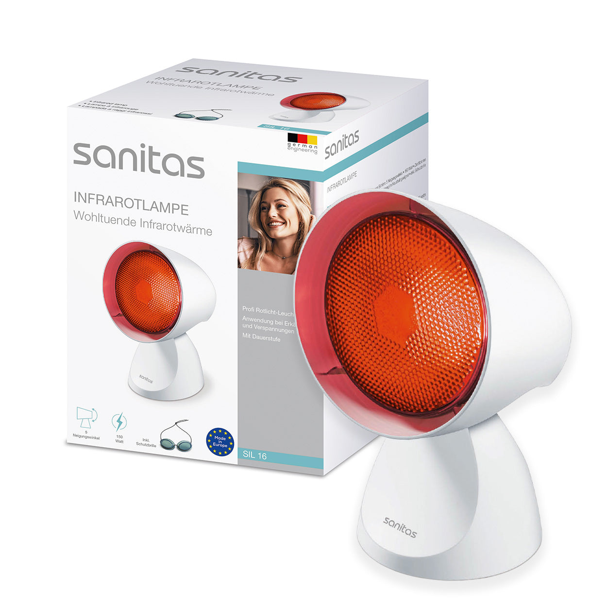 Sanitas Infrared Lamp | Soothing Relief for Colds & Muscle Strains | Targeted Heat Therapy | SIL 16 NEW