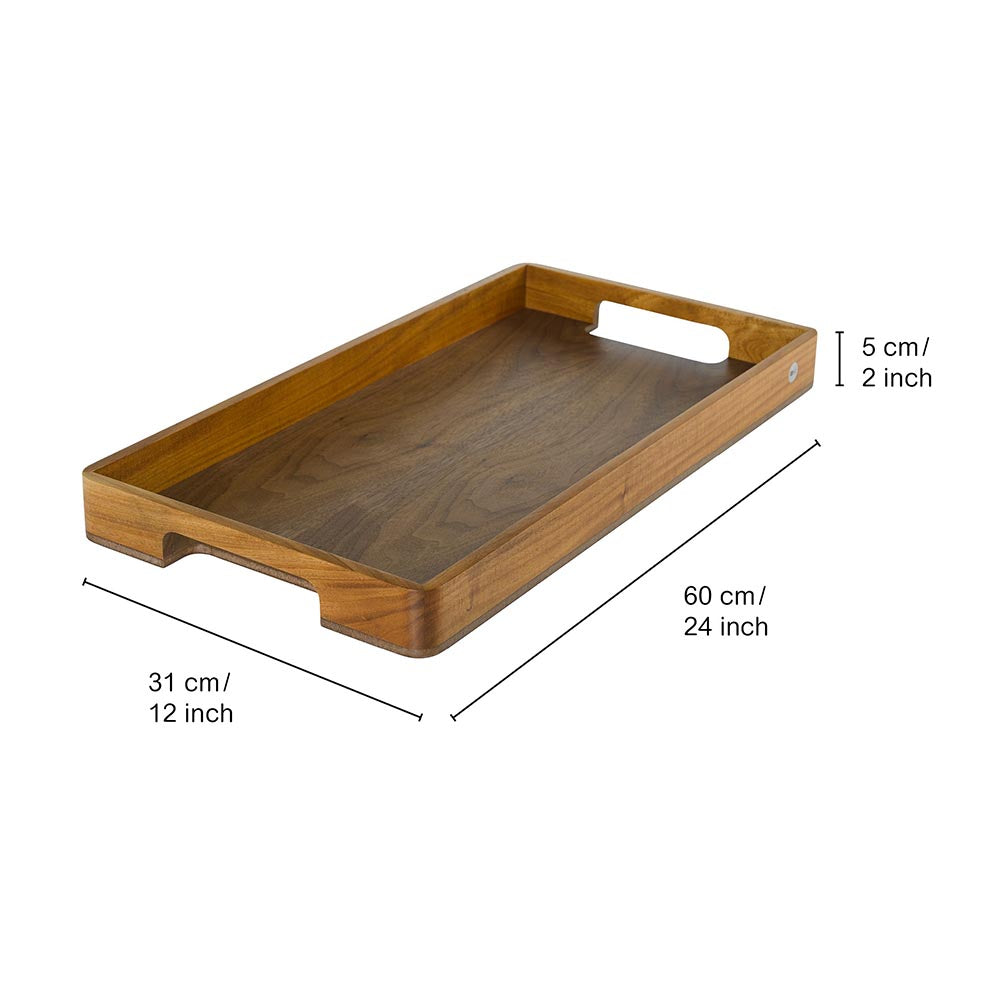 AdHoc Rectangular Wooden Serving Tray with Handles - SERVE 60x31x5 cm