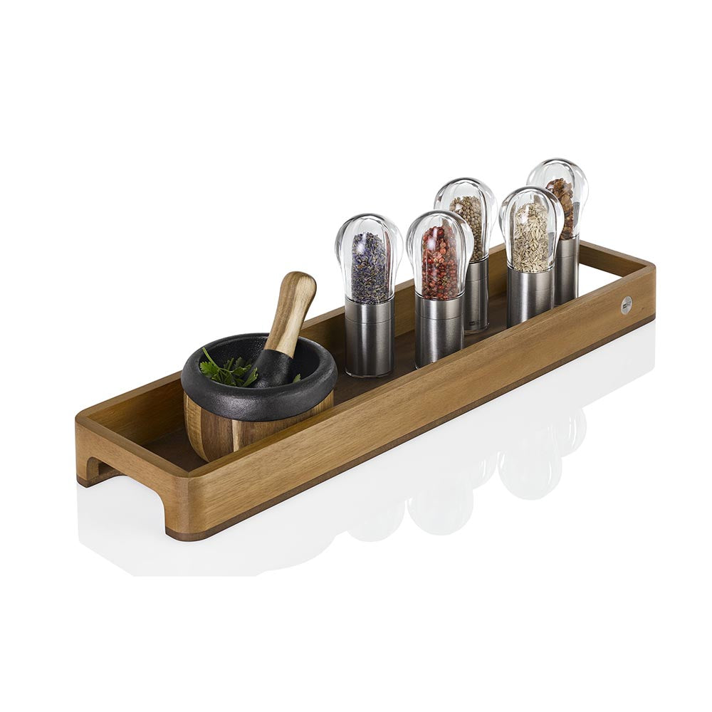 AdHoc Wooden Tray with Handles Serve or Store - SERVE SLIM 60x15,5x5cm