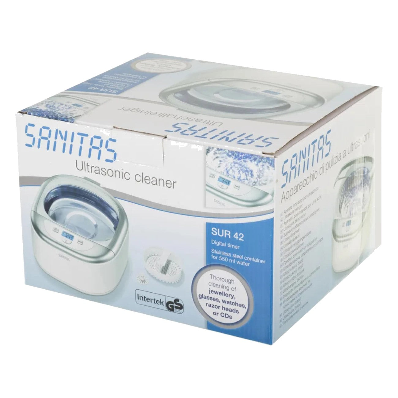 Sanitas Ultrasonic Cleaner | Deep Clean Jewellery, Glasses & Watches | Compact Home Cleaning Device | SUR 42