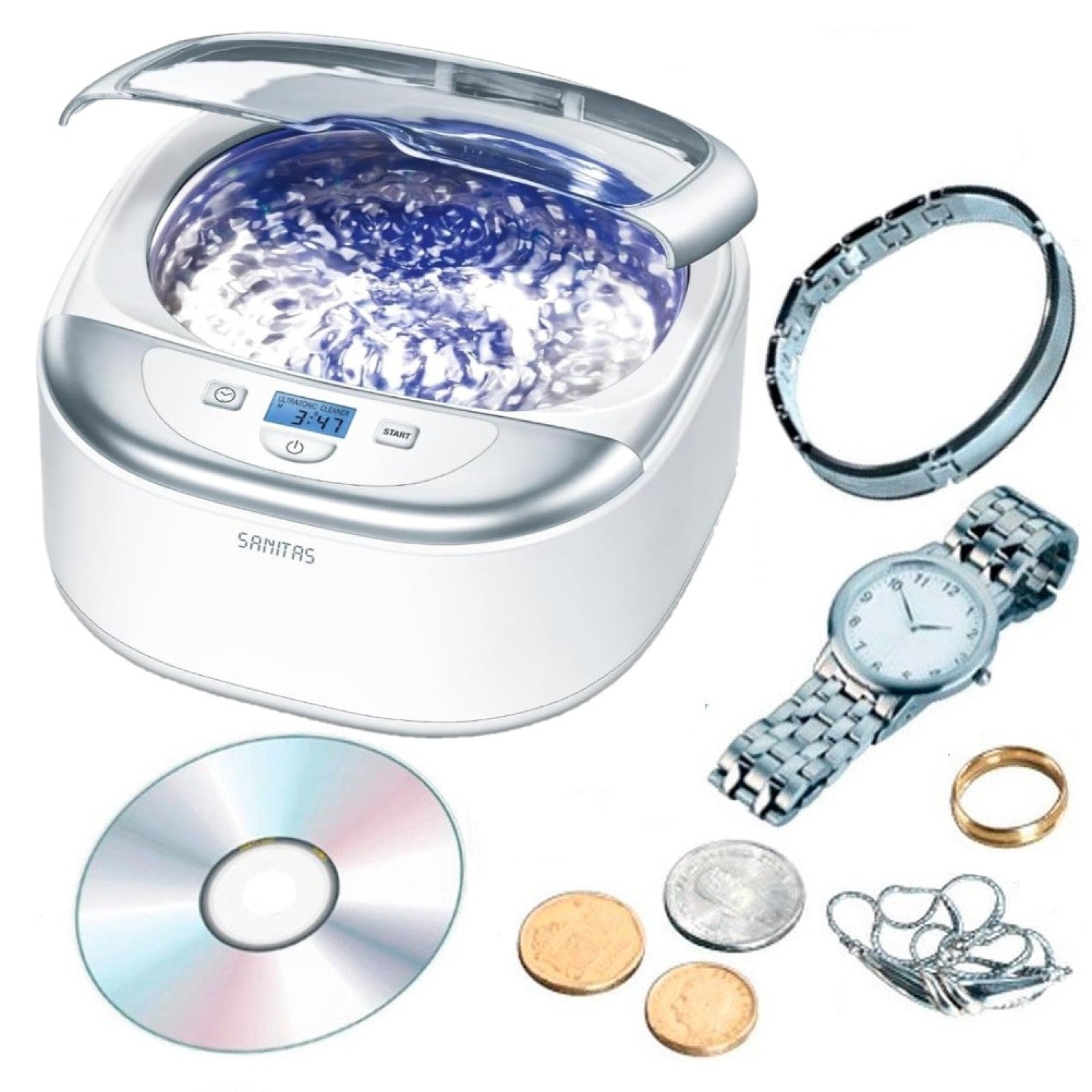 Sanitas Ultrasonic Cleaner | Deep Clean Jewellery, Glasses & Watches | Compact Home Cleaning Device | SUR 42