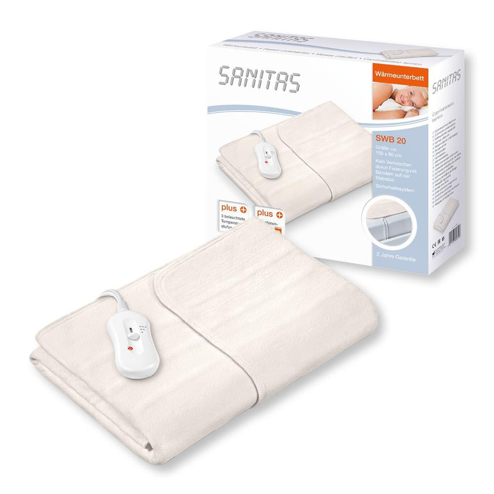 Sanitas Electric Heated Underblanket | Cosy Warmth | Comfortable Sleep | Machine Washable Cover | SWB 20