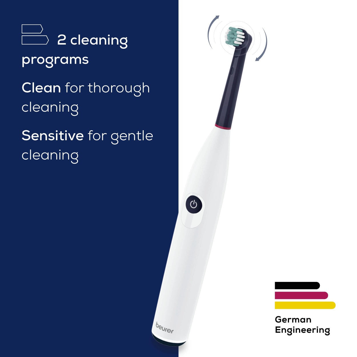 Beurer TB 15 Electric Toothbrush: Thorough Plaque Removal & Clean Teeth. USB Rechargeable. Eco-Friendly