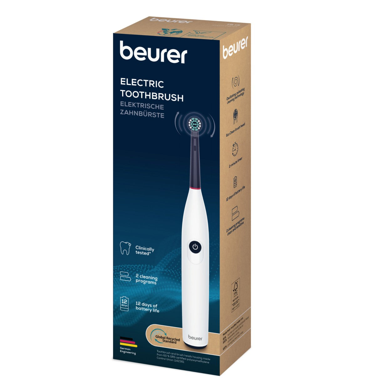 Beurer TB 15 Electric Toothbrush: Thorough Plaque Removal & Clean Teeth. USB Rechargeable. Eco-Friendly