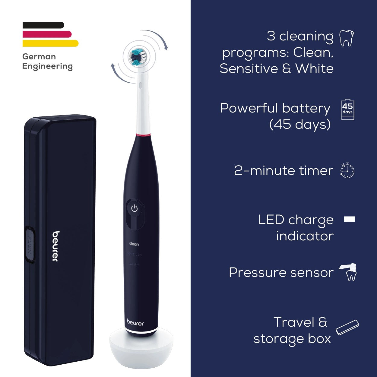 Beurer Electric Toothbrush TB 50 Pressure Sensor & Timer - 3 Programs