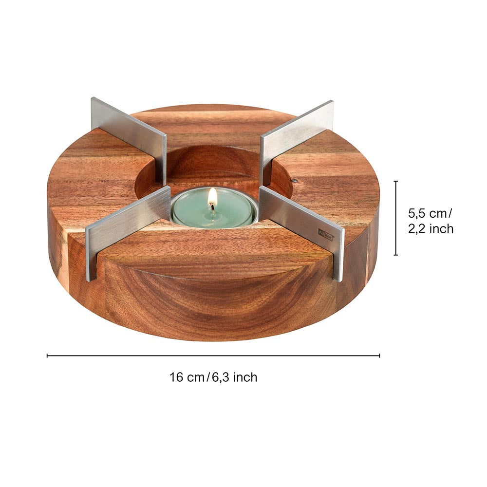 AdHoc Teapot/Food Warmer Acacia Wood and Stainless-Steel - TUTO