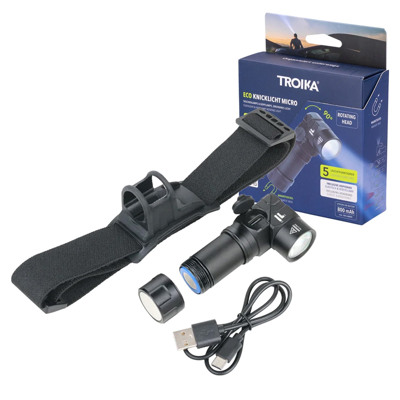 TROIKA Germany USB-C Rechargeable Torch | 500 Lumens | Magnetic Base