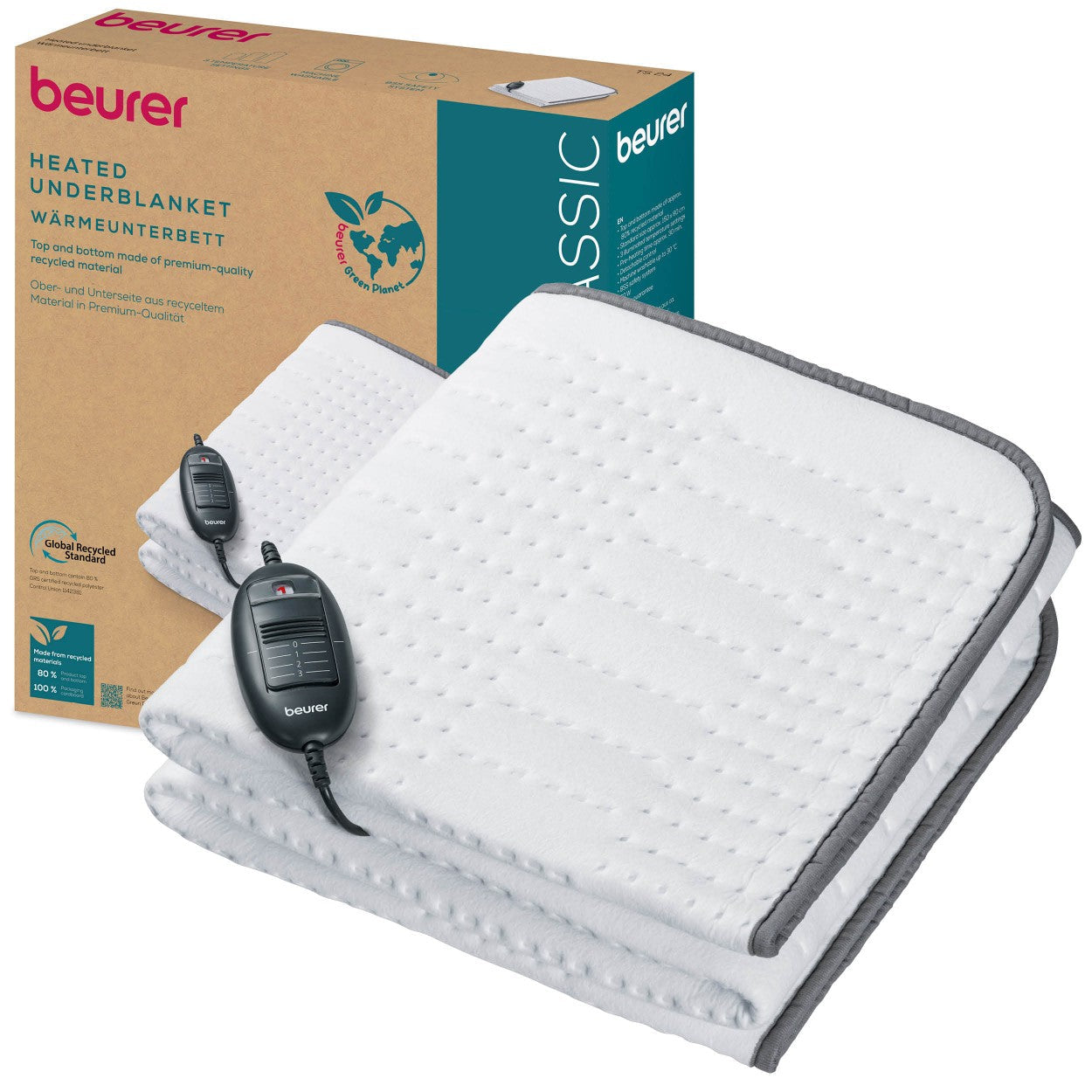 Beurer TS 24 Electric Under Blanket: Eco-Friendly Heated Blanket 150x80cm