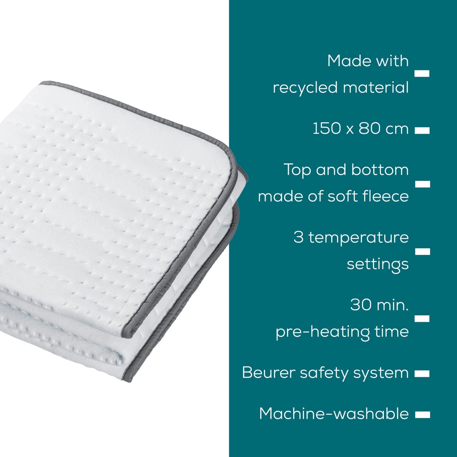 Beurer TS 24 Electric Under Blanket: Eco-Friendly Heated Blanket 150x80cm