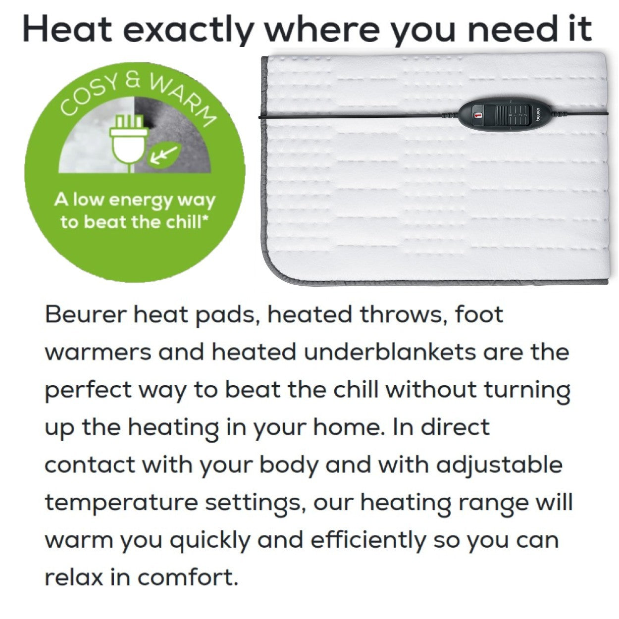 Beurer TS 24 Electric Under Blanket: Eco-Friendly Heated Blanket 150x80cm