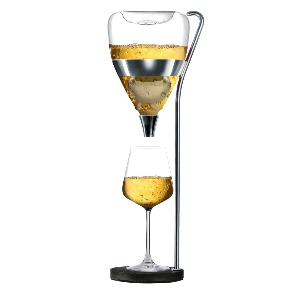 Wine Aerator & Decanter: Tritan Table Tower Beverage Dispenser with Steel Ice Chilling Ball