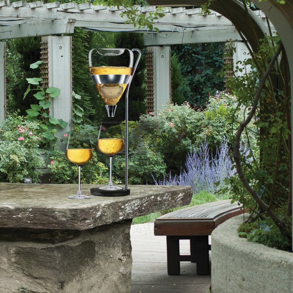 Wine Aerator & Decanter: Tritan Table Tower Beverage Dispenser with Steel Ice Chilling Ball