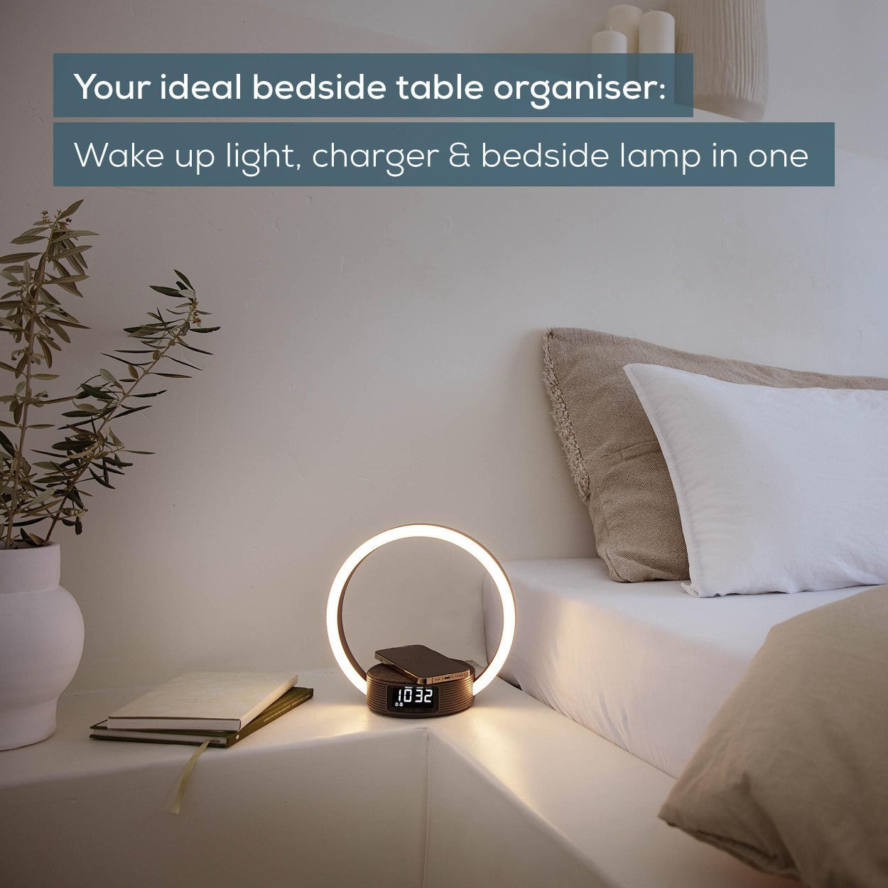 Beurer WL 65 Wake + Charge Wake Up Light | Bedside Light, Fast Phone Charger, Dual Alarm & Variable LED