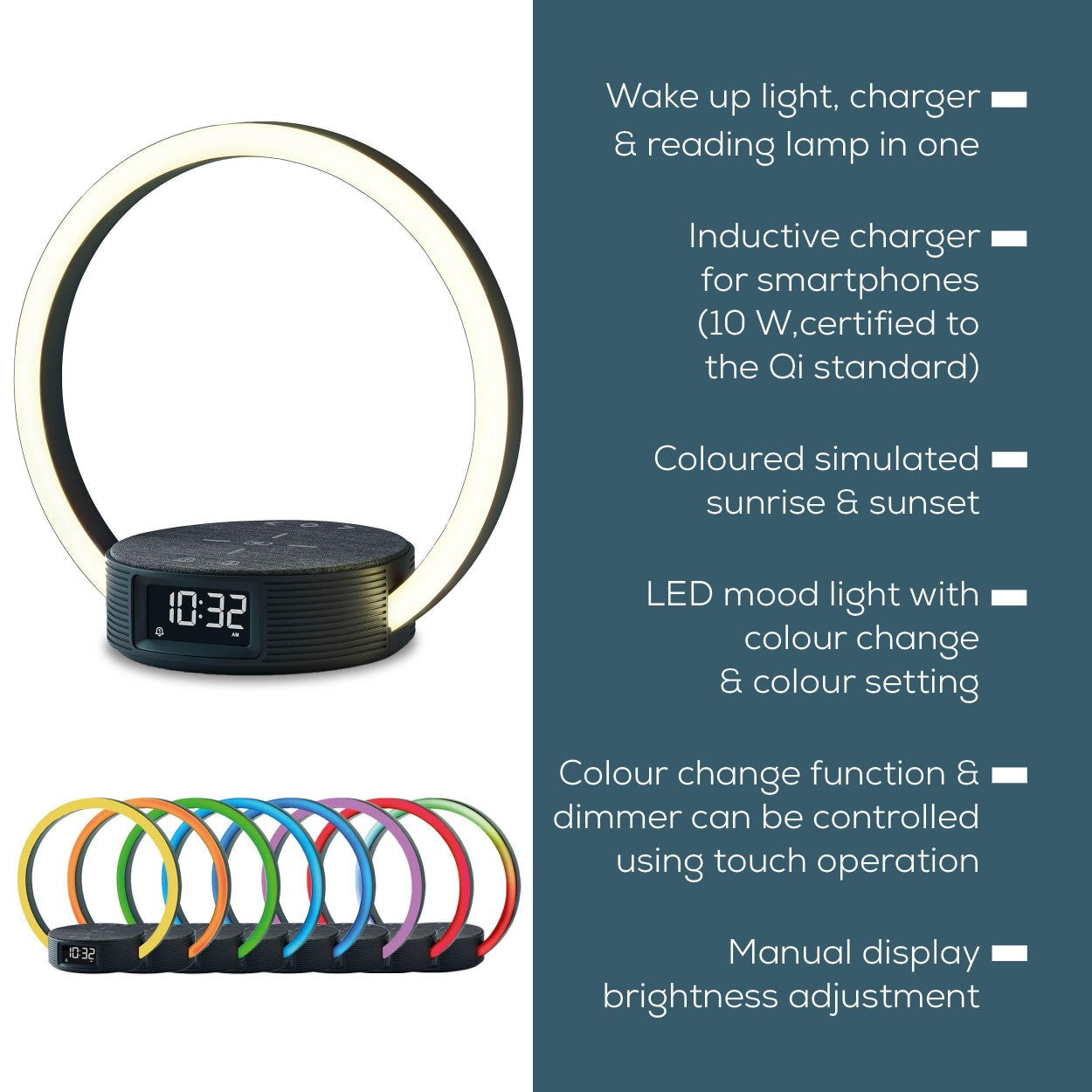 Beurer WL 65 Wake + Charge Wake Up Light | Bedside Light, Fast Phone Charger, Dual Alarm & Variable LED