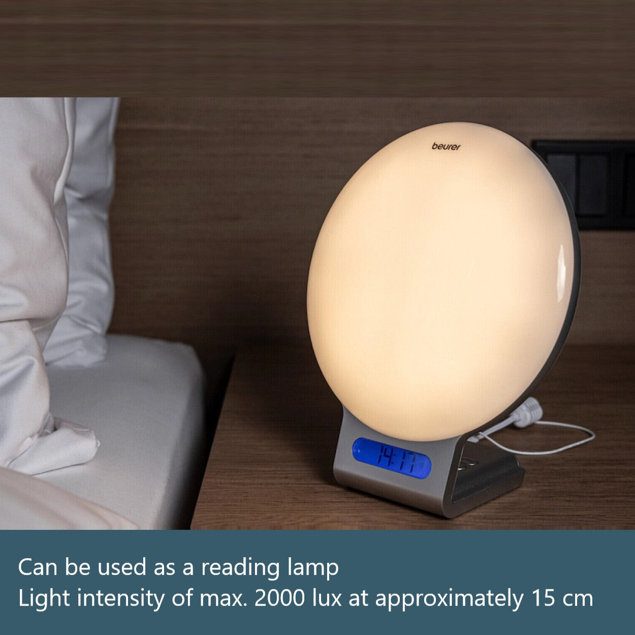 Beurer WL 75 Wake Up Light Alarm Clock +App | Sunrise & Sunset Simulation | Radio | Bedside Light | USB Phone Charger