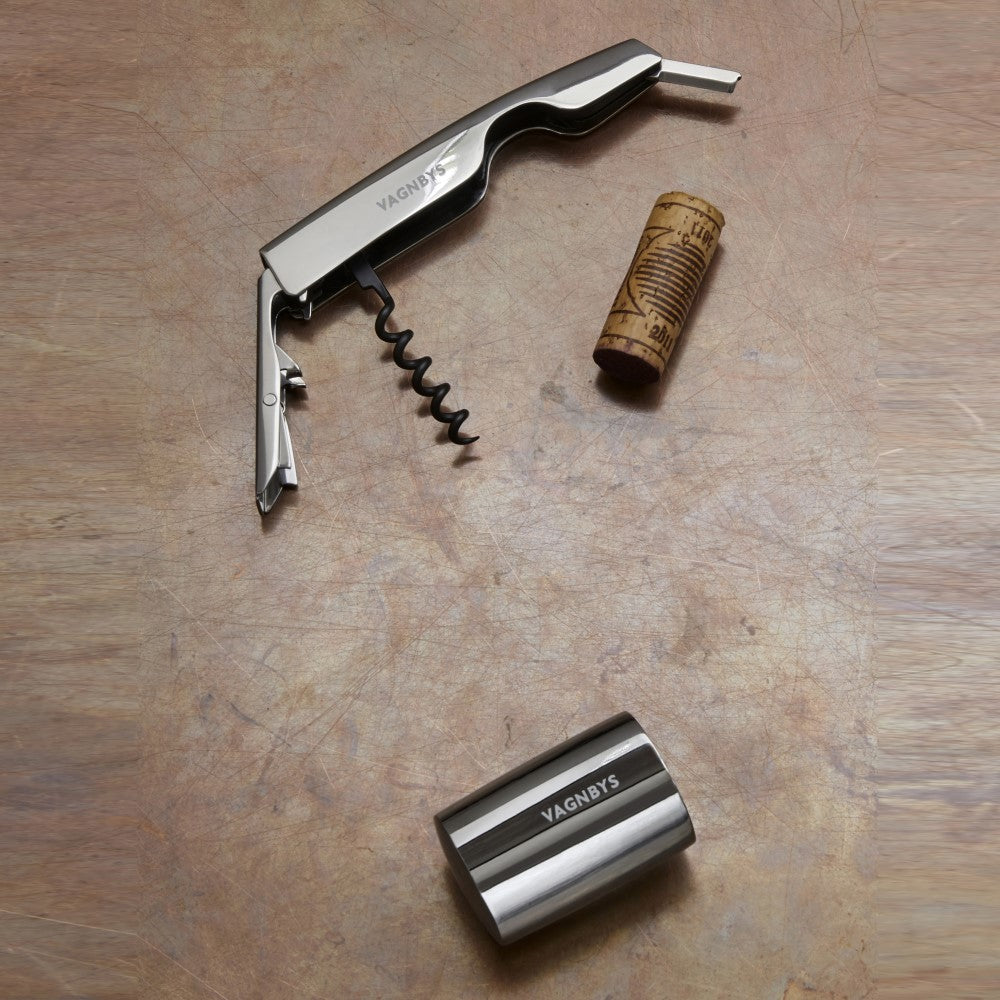 VAGNBYS Barware Wine Tool Set: Waiter's Tool & Wine Stopper - 2 Piece Set