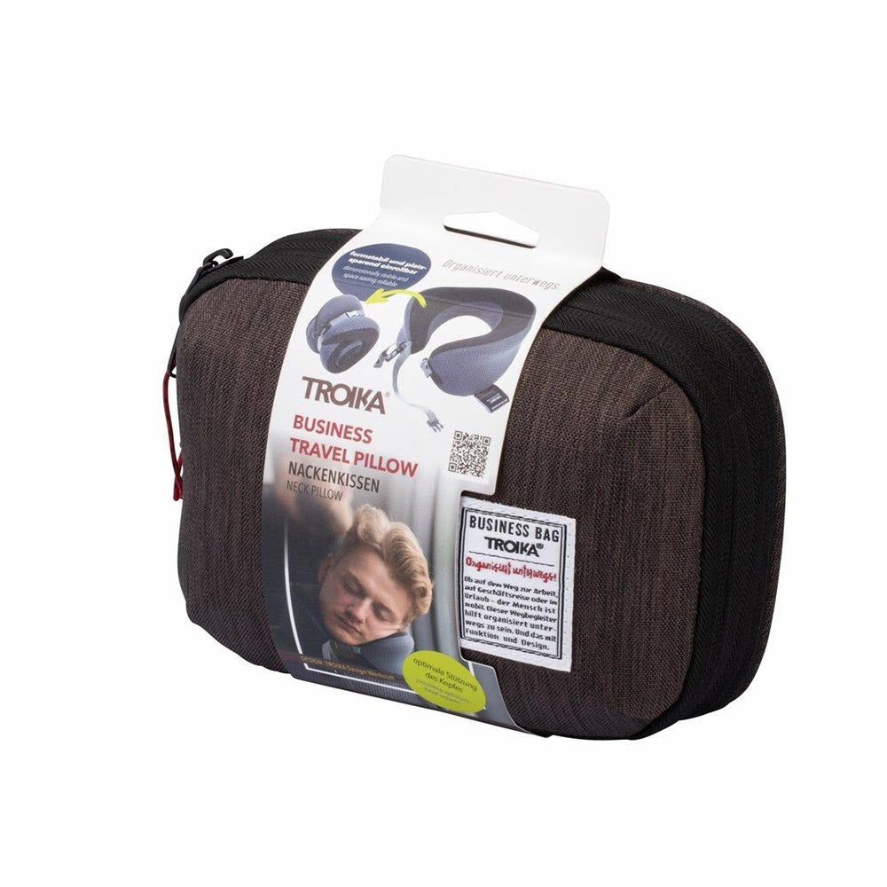 TROIKA Neck Pillow "BUSINESS TRAVEL PILLOW" - Anthracite & Black
