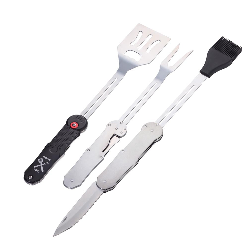 TROIKA Braai Multi-tool Fork, Brush and Knife - 3 Piece 5 Functions