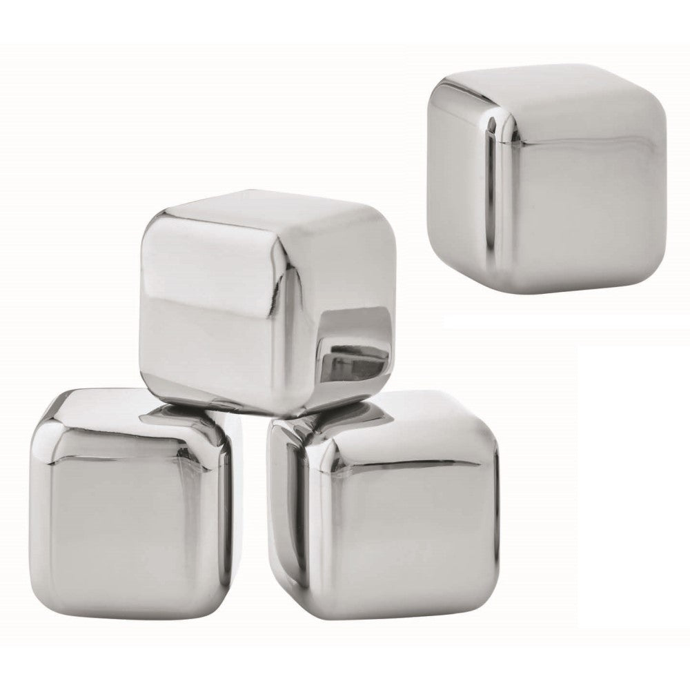 Blomus "Ice" Cubes & Storage Bag: Reusable Stainless-Steel Cubes to Keep Drinks Cool x4