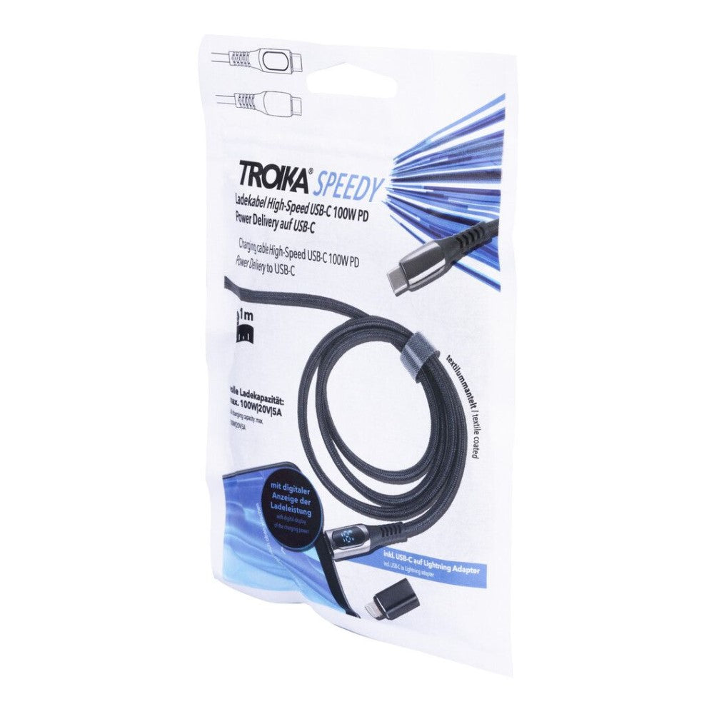 Troika High-Speed USB-C Charging & Data Transfer Cable – 1m Textile Coated Cable