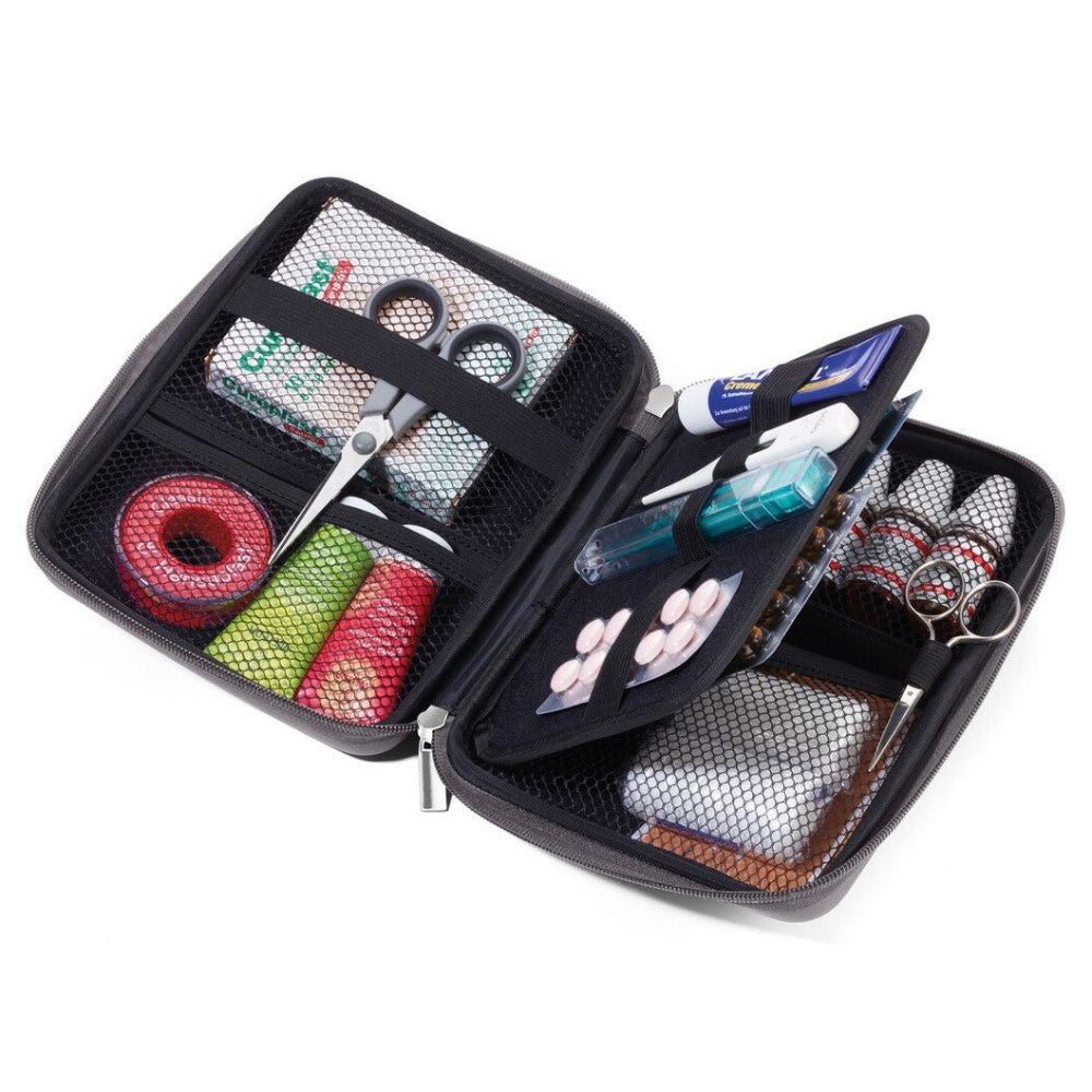 TROIKA Organiser: Hard Travel Case for Electronics, Cosmetics, Meds: Grey