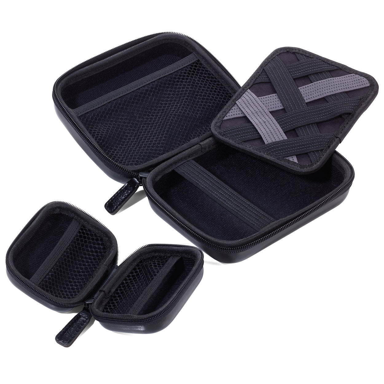 TROIKA Protective Organiser Cases with Zip ONPACK Black-Set of 2