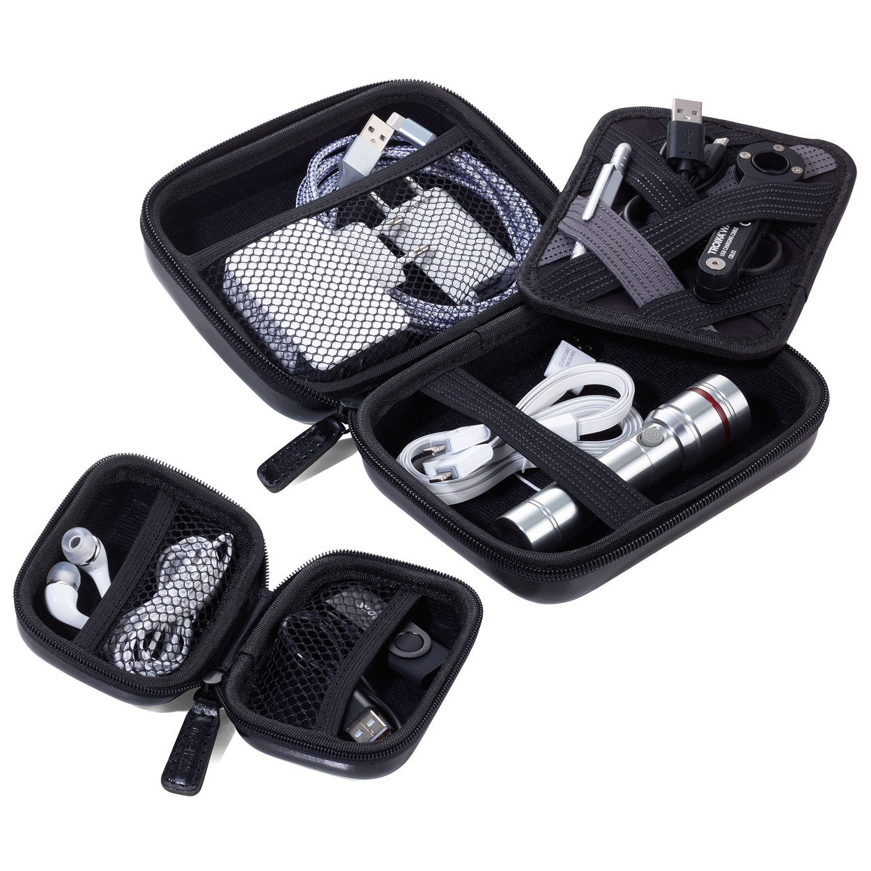 TROIKA Protective Organiser Cases with Zip ONPACK Black-Set of 2