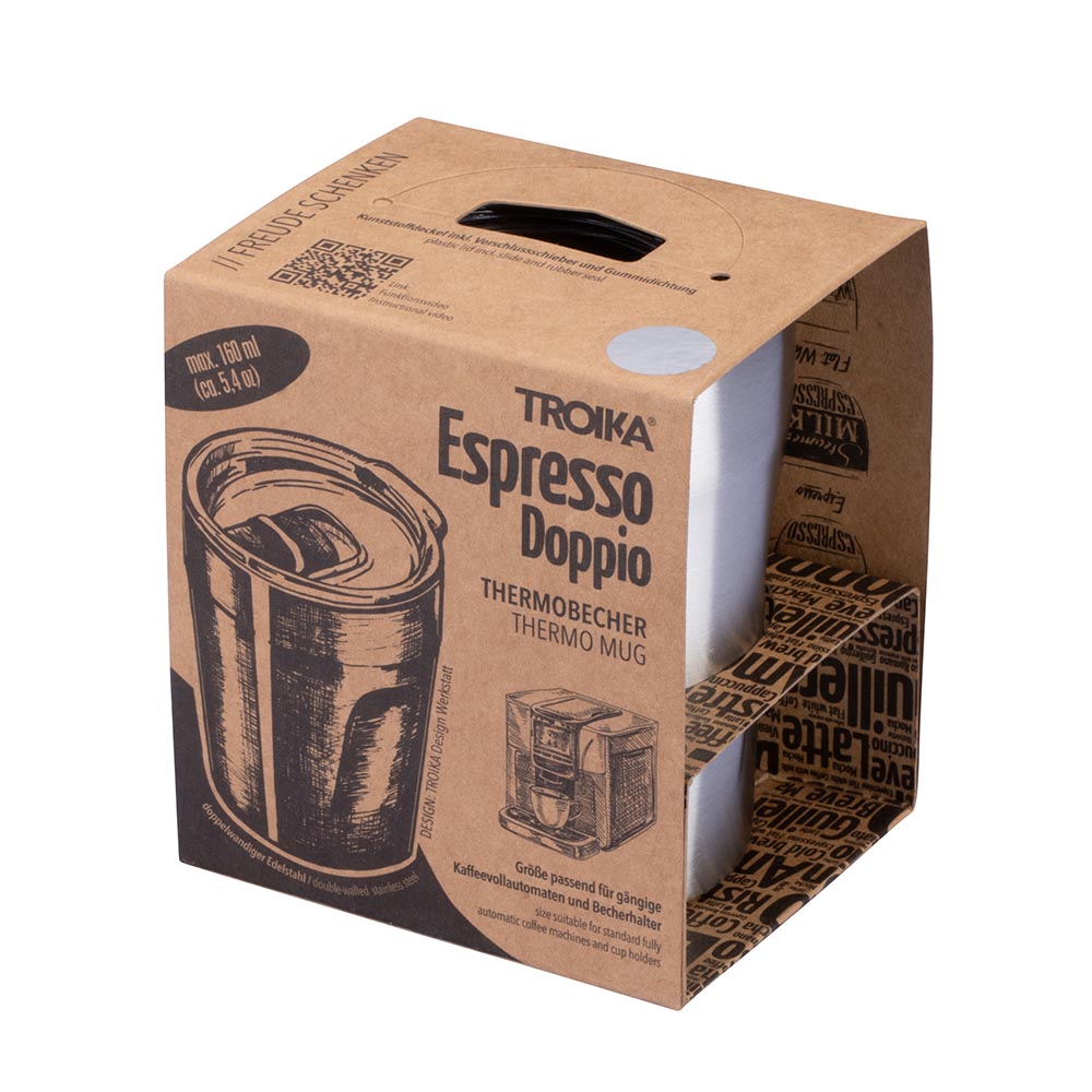 Troika Travel Mug Double-Walled Insulation for 160ml Double Espresso - Silver