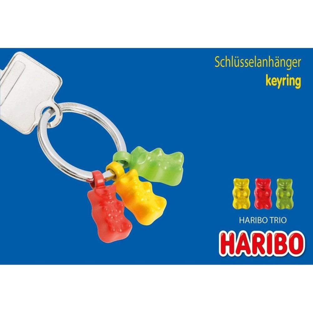 TROIKA Keyring with 3x HARIBO Gummy Bear Charms in Green, Yellow and Red