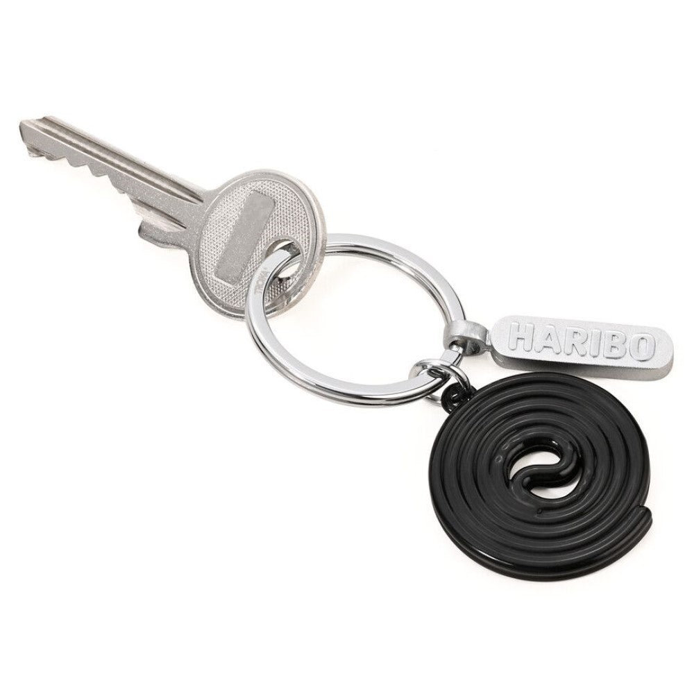 TROIKA Keyring: HARIBO Liquorice Roll & HARIBO Logo Tag on Split Ring Key Ring