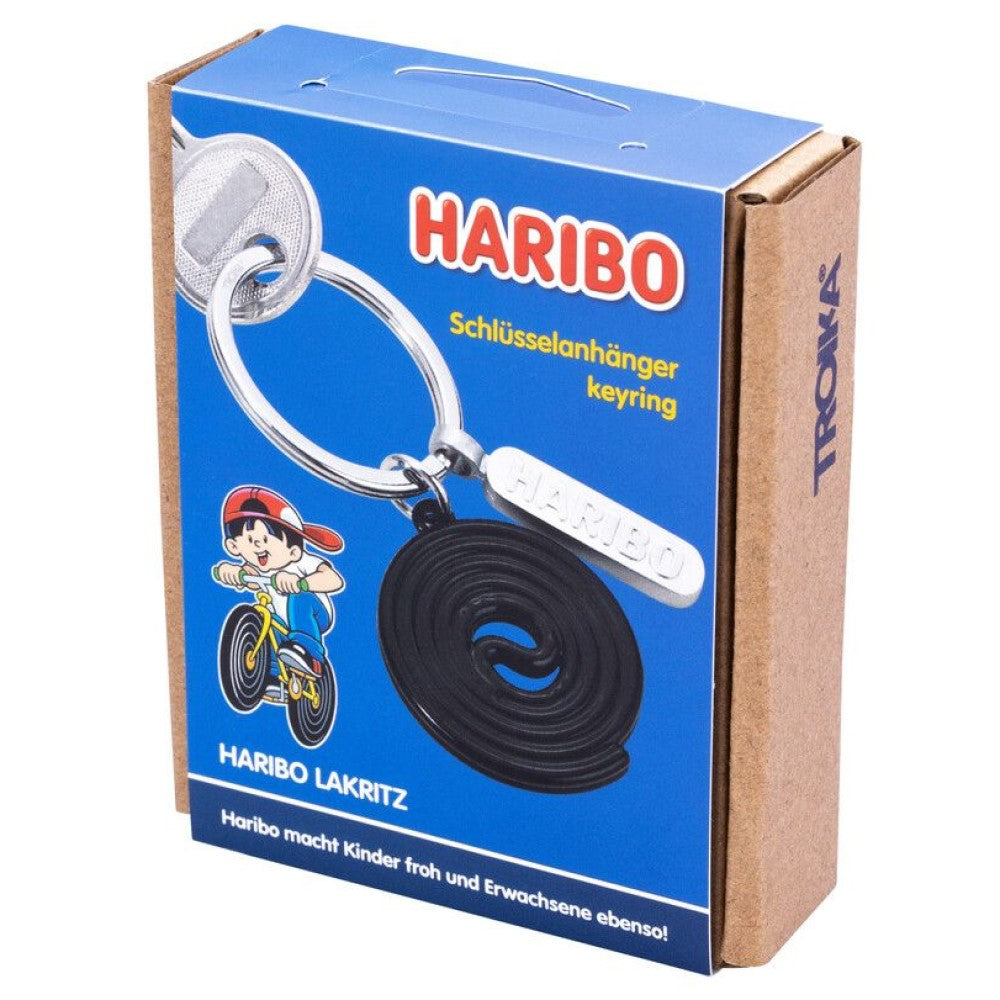 TROIKA Keyring: HARIBO Liquorice Roll & HARIBO Logo Tag on Split Ring Key Ring