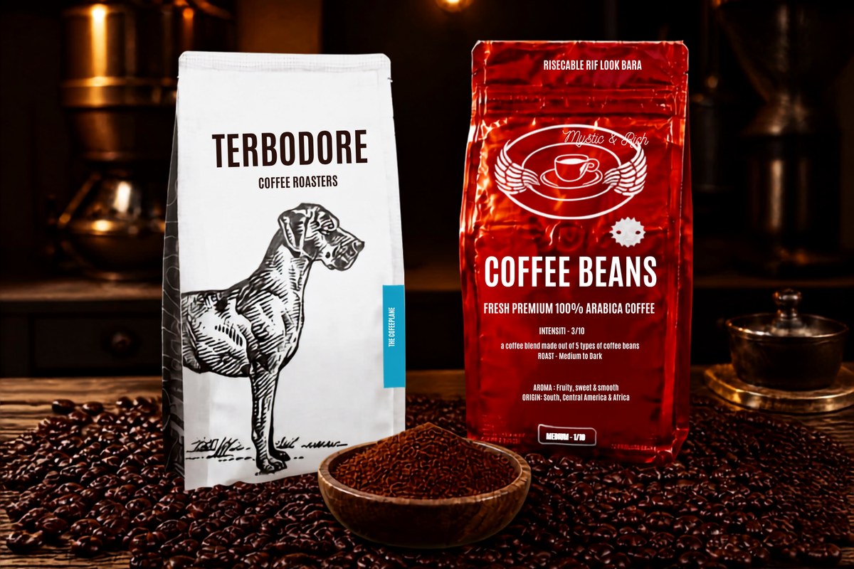Coffee Beans & Ground Coffee: Terbodore and Mostra di Cafè bags