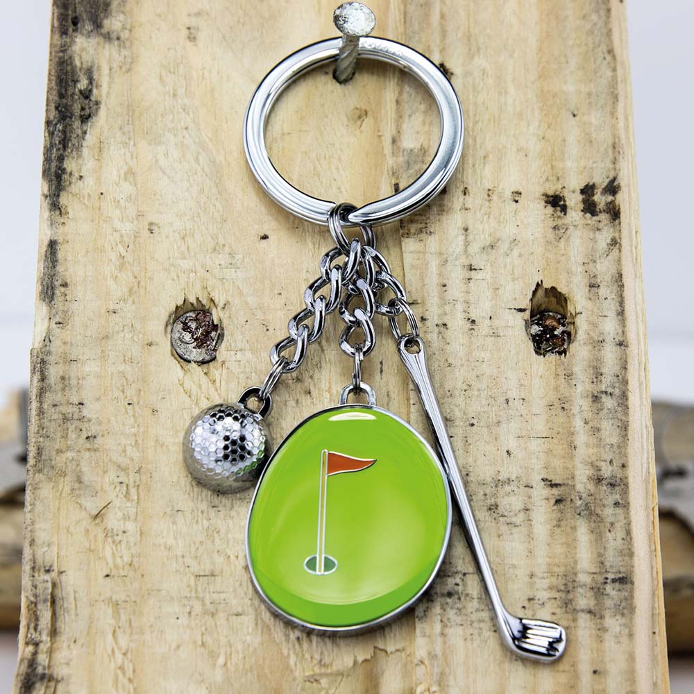 TROIKA Keyring with 3 Golf Charms HOLE IN ONE