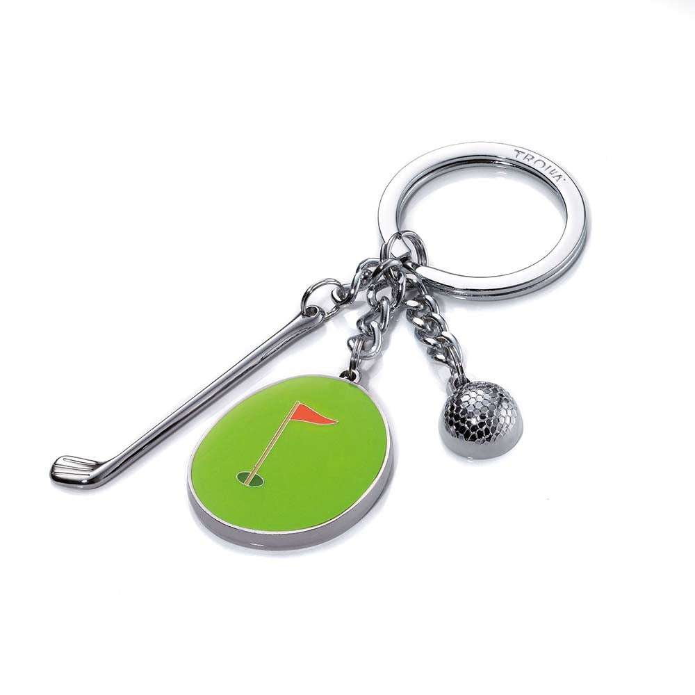 TROIKA Keyring with 3 Golf Charms HOLE IN ONE