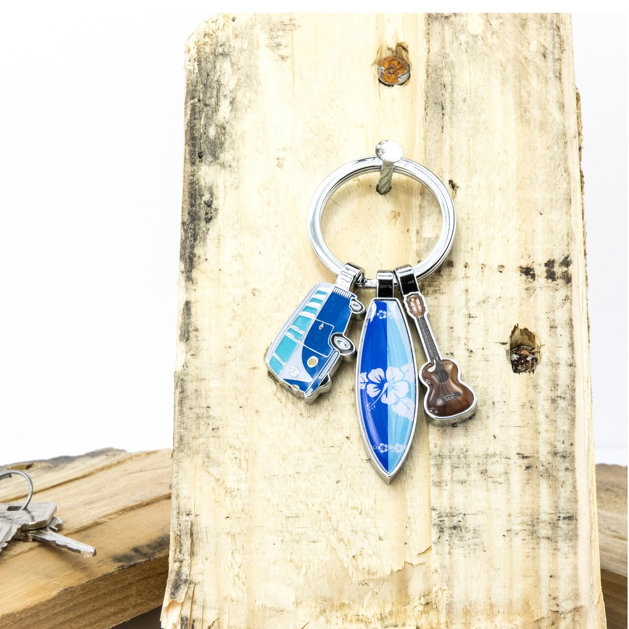 TROIKA Keyring with 3 Charms VW SURFMATE T1 COMBI